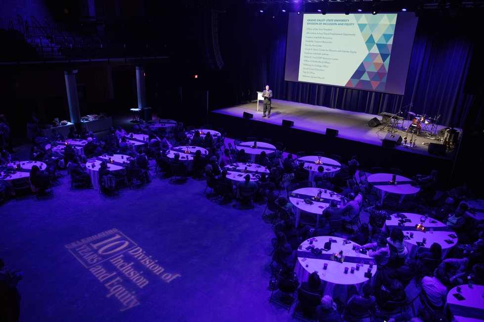 President Haas shares remarks during the 10th anniversary celebration at 20 Monroe Live